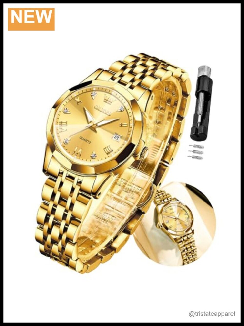 Womens Stainless Steel Dress Watch Quartz Analog 30M Waterproof